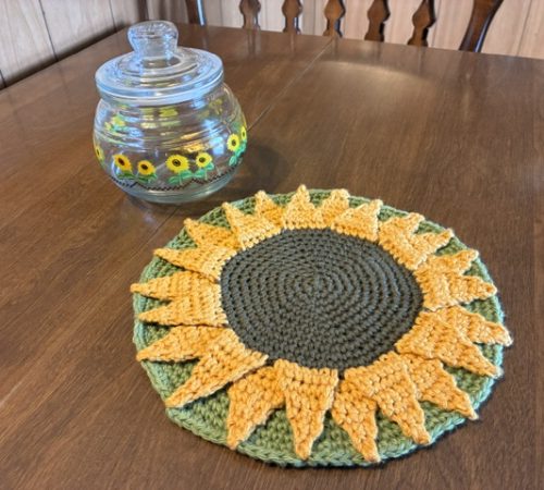 08.25.26 Finished sunflower hot pad (4) - Elaine Brandenburg
