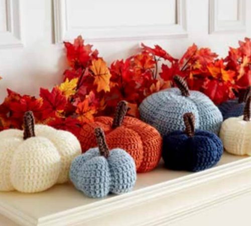 festive-Harvest Crochet Pumpkins